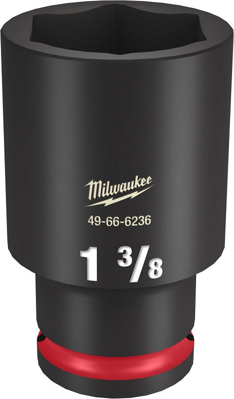 Milwaukee SHOCKWAVE Impact Duty 49-66-6236 Deep Impact Socket, 1-3/8 in Socket, 1/2 in Drive, Square Drive, 6-Point