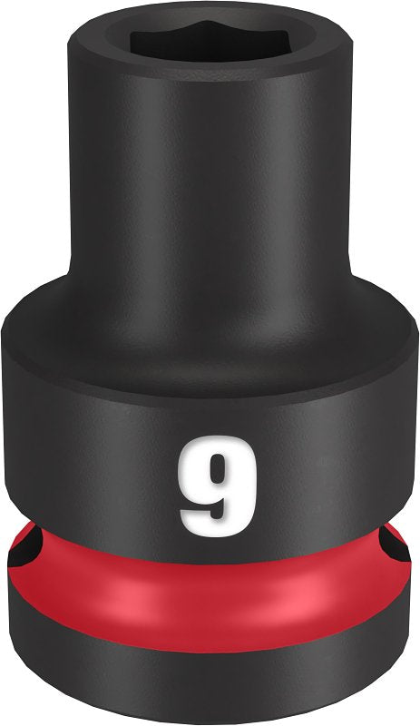 Milwaukee SHOCKWAVE Impact Duty 49-66-6241 Shallow Impact Socket, 9 mm Socket, 1/2 in Drive, Square Drive, 6-Point