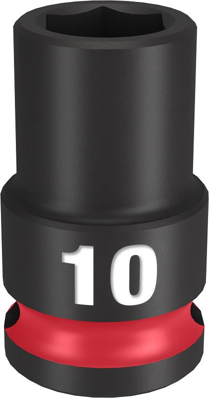Milwaukee SHOCKWAVE Impact Duty 49-66-6134 Shallow Impact Socket, 10 mm Socket, 3/8 in Drive, Square Drive, 6-Point
