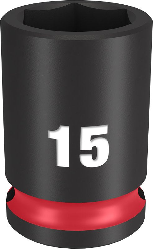 Milwaukee SHOCKWAVE Impact Duty 49-66-6139 Shallow Impact Socket, 15 mm Socket, 3/8 in Drive, Square Drive, 6-Point
