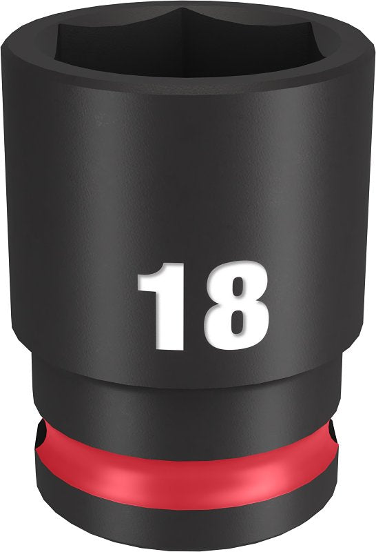 Milwaukee SHOCKWAVE Impact Duty 49-66-6142 Shallow Impact Socket, 18 mm Socket, 3/8 in Drive, Square Drive, 6-Point