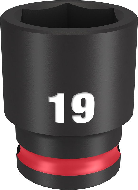 Milwaukee SHOCKWAVE Impact Duty 49-66-6143 Shallow Impact Socket, 19 mm Socket, 3/8 in Drive, Square Drive, 6-Point