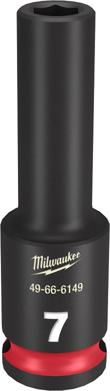 Milwaukee SHOCKWAVE Impact Duty 49-66-6149 Deep Impact Socket, 7 mm Socket, 3/8 in Drive, Square Drive, 6-Point