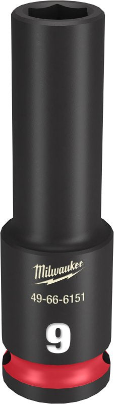 Milwaukee SHOCKWAVE Impact Duty 49-66-6151 Deep Impact Socket, 9 mm Socket, 3/8 in Drive, Square Drive, 6-Point