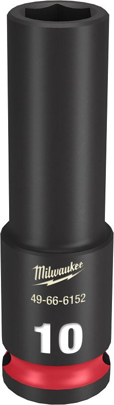Milwaukee SHOCKWAVE Impact Duty 49-66-6152 Deep Impact Socket, 10 mm Socket, 3/8 in Drive, Square Drive, 6-Point