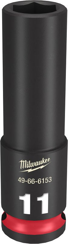 Milwaukee SHOCKWAVE Impact Duty 49-66-6153 Deep Impact Socket, 11 mm Socket, 3/8 in Drive, Square Drive, 6-Point