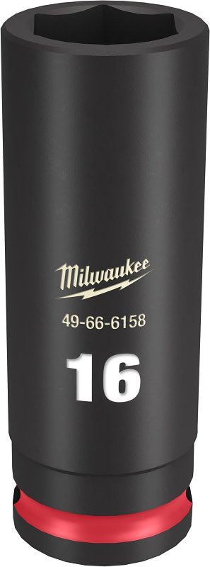 Milwaukee SHOCKWAVE Impact Duty 49-66-6158 Deep Impact Socket, 16 mm Socket, 3/8 in Drive, Square Drive, 6-Point