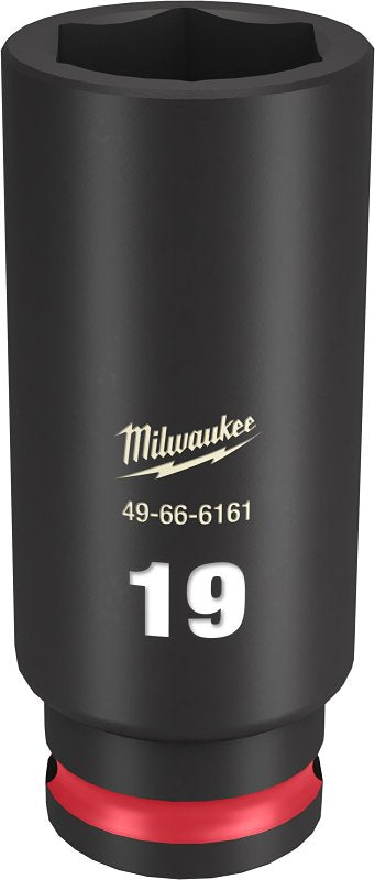 Milwaukee SHOCKWAVE Impact Duty 49-66-6161 Deep Impact Socket, 19 mm Socket, 3/8 in Drive, Square Drive, 6-Point