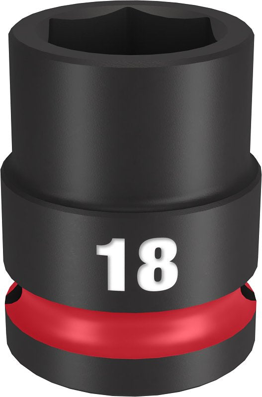 Milwaukee SHOCKWAVE Impact Duty 49-66-6250 Shallow Impact Socket, 18 mm Socket, 1/2 in Drive, Square Drive, 6-Point