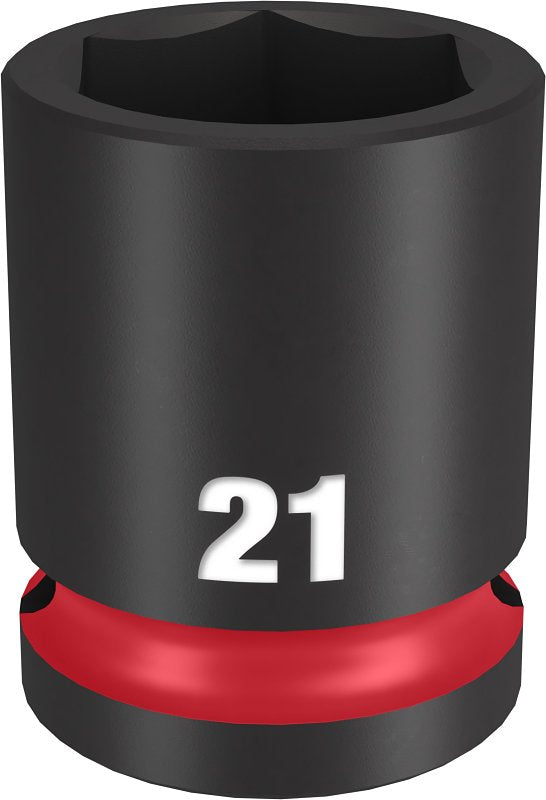 Milwaukee SHOCKWAVE Impact Duty 49-66-6253 Shallow Impact Socket, 21 mm Socket, 1/2 in Drive, Square Drive, 6-Point