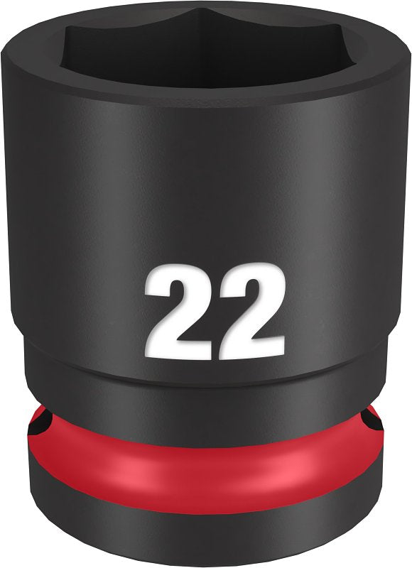 Milwaukee SHOCKWAVE Impact Duty 49-66-6254 Shallow Impact Socket, 22 mm Socket, 1/2 in Drive, Square Drive, 6-Point
