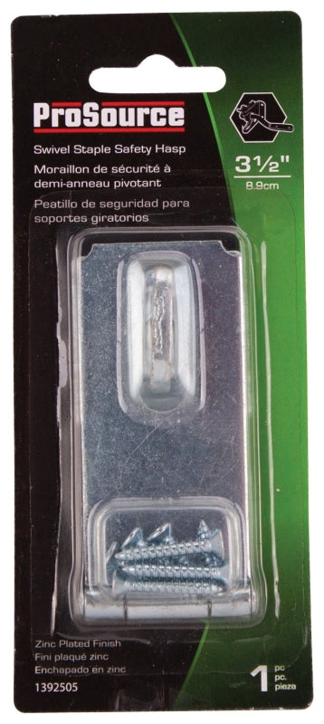 ProSource LR-125-BC3L-PS Safety Hasp, 3-1/2 in L, Steel, Zinc, 3/8 in Dia Shackle, Swivel Staple