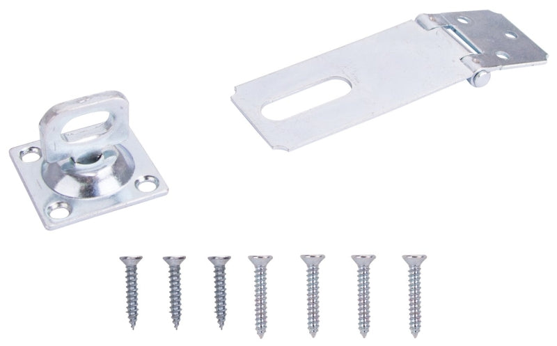 ProSource LR-125-BC3L-PS Safety Hasp, 3-1/2 in L, Steel, Zinc, 3/8 in Dia Shackle, Swivel Staple