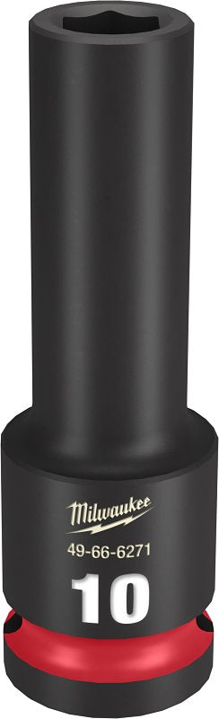 Milwaukee SHOCKWAVE Impact Duty 49-66-6271 Deep Impact Socket, 10 mm Socket, 1/2 in Drive, Square Drive, 6-Point