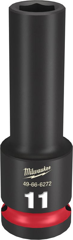 Milwaukee SHOCKWAVE Impact Duty 49-66-6272 Deep Impact Socket, 11 mm Socket, 1/2 in Drive, Square Drive, 6-Point