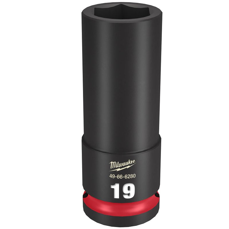 Milwaukee SHOCKWAVE Impact Duty 49-66-6280 Deep Impact Socket, 19 mm Socket, 1/2 in Drive, Square Drive, 6-Point