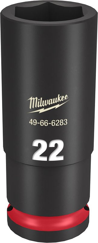 Milwaukee SHOCKWAVE Impact Duty 49-66-6283 Deep Impact Socket, 22 mm Socket, 1/2 in Drive, Square Drive, 6-Point
