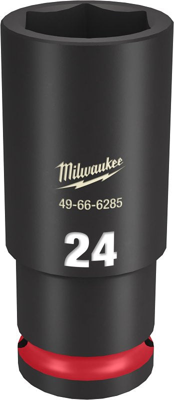 Milwaukee SHOCKWAVE Impact Duty 49-66-6285 Deep Impact Socket, 24 mm Socket, 1/2 in Drive, Square Drive, 6-Point