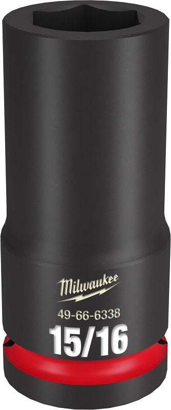 Milwaukee SHOCKWAVE Impact Duty 49-66-6338 Deep Impact Socket, 15/16 in Socket, 3/4 in Drive, Square Drive, 6-Point