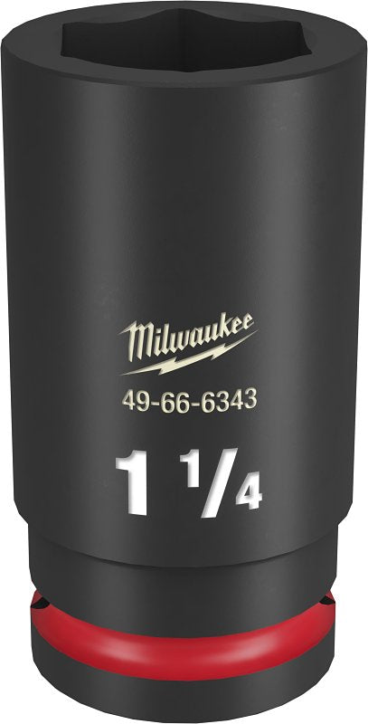Milwaukee SHOCKWAVE Impact Duty 49-66-6343 Deep Impact Socket, 1-1/4 in Socket, 3/4 in Drive, Square Drive, 6-Point