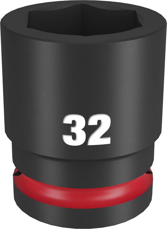 Milwaukee SHOCKWAVE Impact Duty 49-66-6370 Shallow Impact Socket, 32 mm Socket, 3/4 in Drive, Square Drive, 6-Point