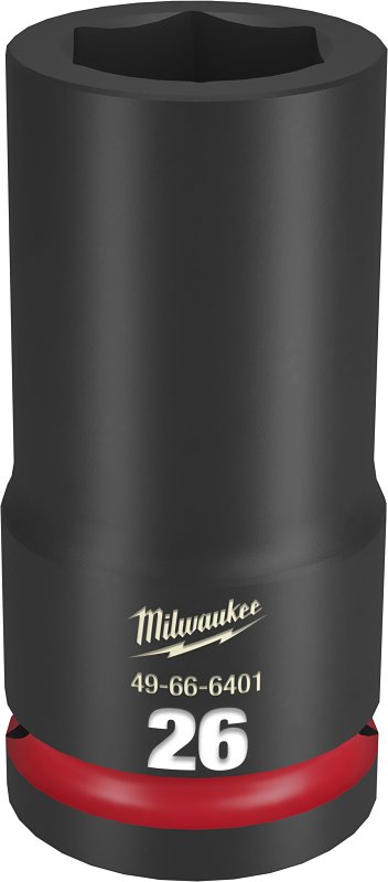 Milwaukee SHOCKWAVE Impact Duty Series 49-66-6401 Deep Impact Socket, 26 mm Socket, 3/4 in Drive, Square Drive, 6-Point