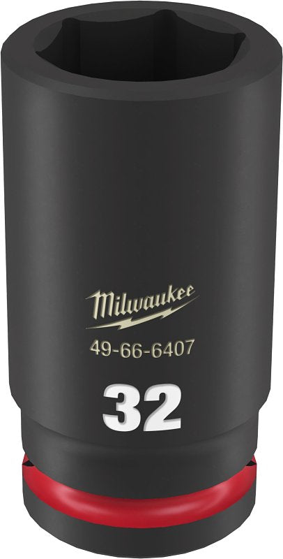 Milwaukee SHOCKWAVE Impact Duty 49-66-6407 Deep Impact Socket, 32 mm Socket, 3/4 in Drive, Square Drive, 6-Point