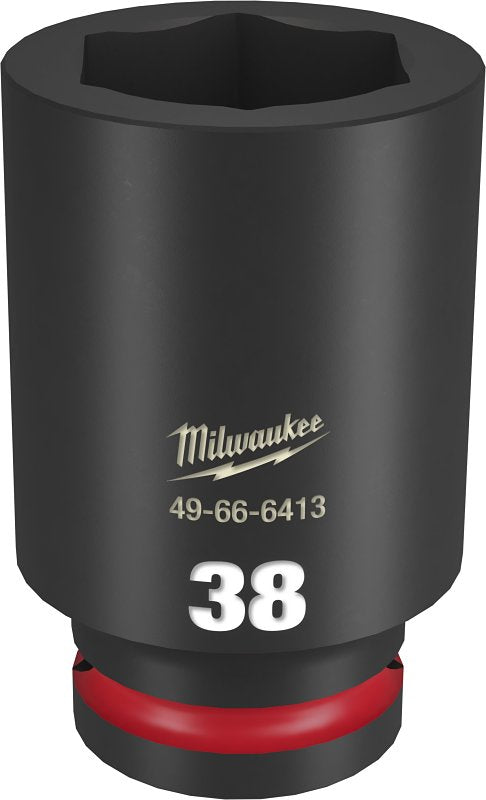 Milwaukee SHOCKWAVE Impact Duty 49-66-6413 Impact Socket, 38 mm Socket, Deep D Socket, 90 mm OAL, 3/4 in Drive, 6-Point