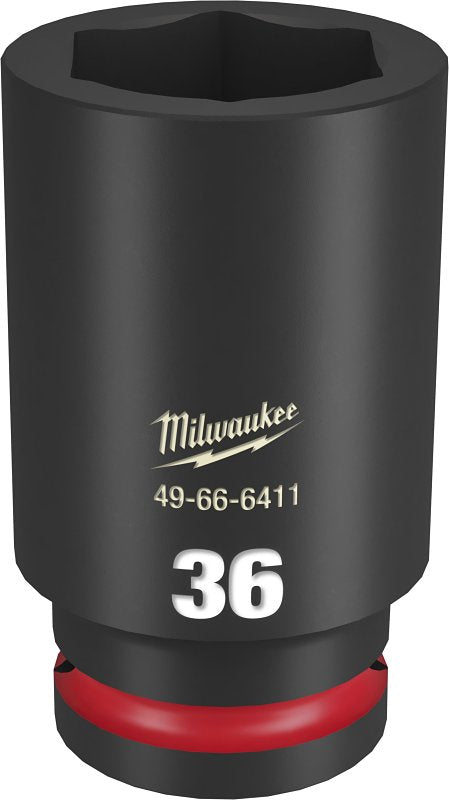 Milwaukee SHOCKWAVE Impact Duty 49-66-6411 Deep Impact Socket, 36 mm Socket, 3/4 in Drive, Square Drive, 6-Point