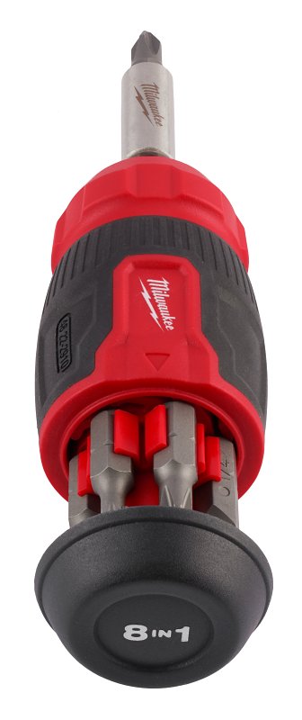 Milwaukee 48-22-2910 8-in-1 Compact Multi-Bit Screwdriver, 1/4 in Drive, Hex Drive, 4.69 in OAL, Plastic Handle