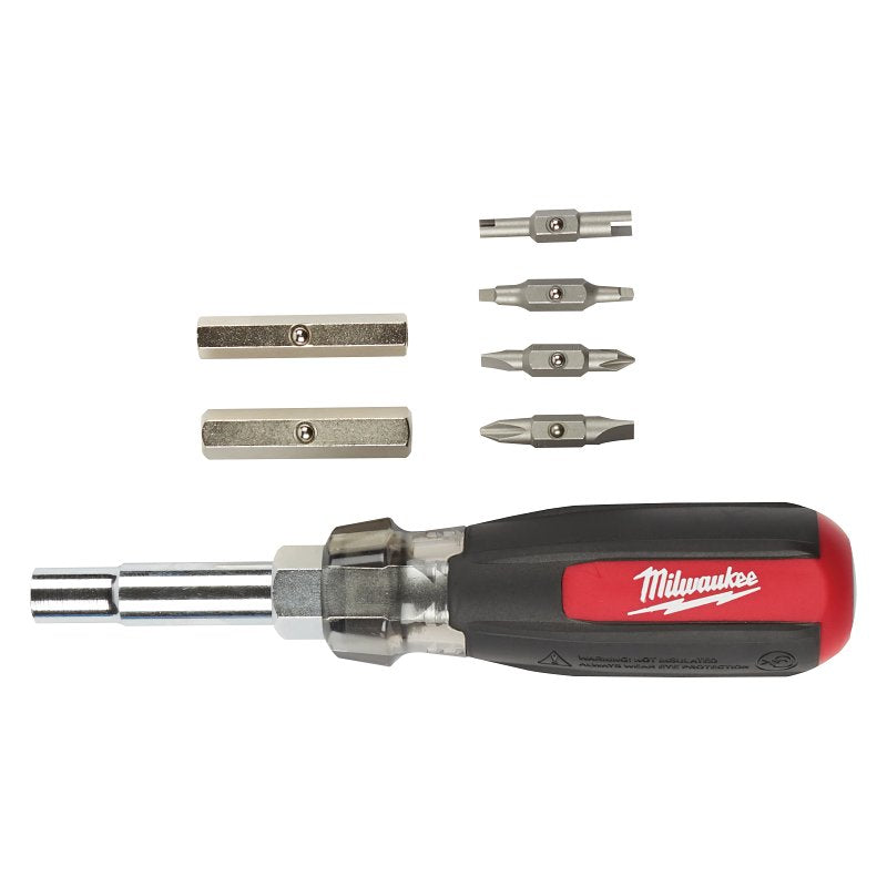 Milwaukee 48-22-2881 13-in-1 Screwdriver, 1/2, 1/4, 3/8, 5/16 in Drive, 7-1/2 in OAL, Cushion Grip Handle