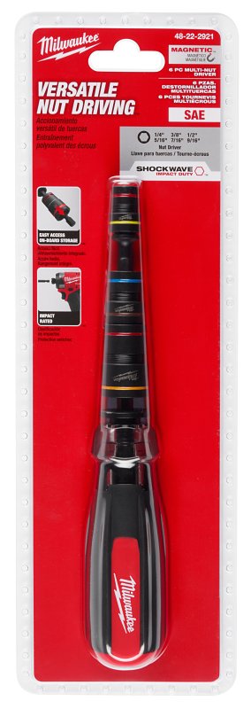 Milwaukee 48-22-2921 Multi-Nut Driver, 8-1/4 in OAL, Cushion Grip Handle, Red Handle, 4-11/16 in L Shank, Magnetic