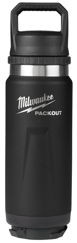 Milwaukee PACKOUT Series 48-22-8396B Insulated Bottle, 24 oz, Stainless Steel, Black