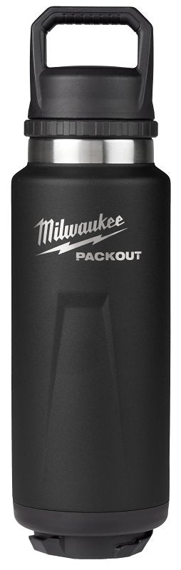 Milwaukee PACKOUT 48-22-8397B Insulated Bottle, 36 oz Capacity, Stainless Steel, Black