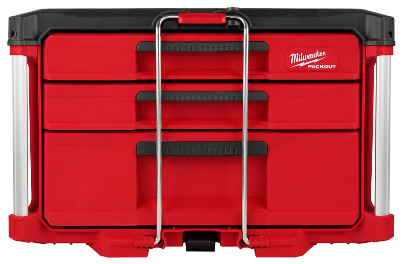 Milwaukee PACKOUT 48-22-8447 Tool Box, 50 lb, Polypropylene, Black/Red, 16.3 in L x 22.2 in W x 14.3 in H Outside