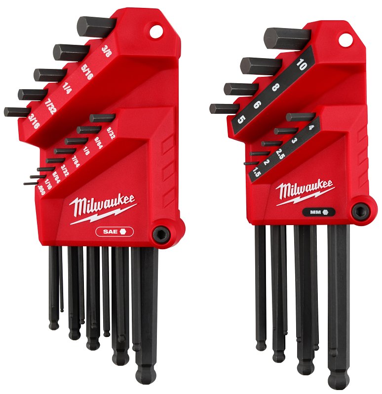 Milwaukee 48-22-2187 Ball End Hex Key Set, 22-Piece, Steel, Black Oxide, Black/Red