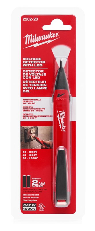 Milwaukee 2202-20 Voltage Detector with LED, 50 to 1000 VAC, LED Display, Functions: Voltage