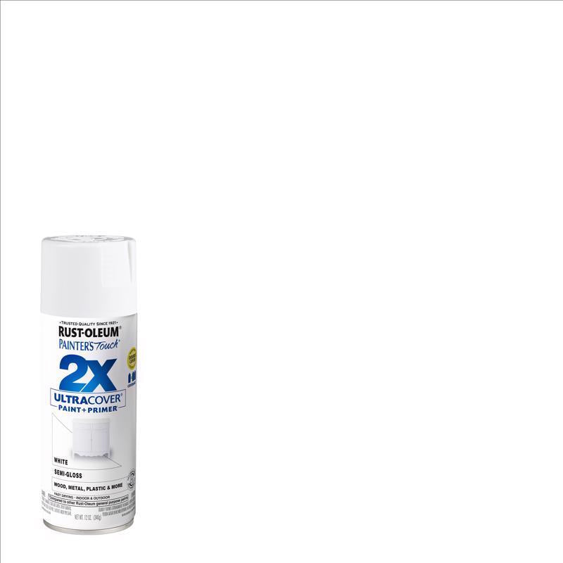 Rust-Oleum Painter's Touch 2X Ultra Cover Semi-Gloss White Spray Paint 12 oz, Pack of 6