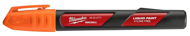 Milwaukee INKZALL 48-22-3771 Liquid Paint Marker, Orange, 6.09 in L, Plastic Barrel, Orange/Red Barrel