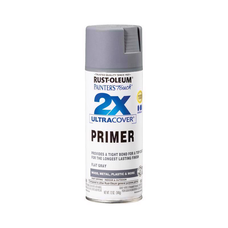 Rust-Oleum Painter's Touch 2X Ultra Cover Flat Gray Paint+Primer Spray Paint 12 oz, Pack of 6