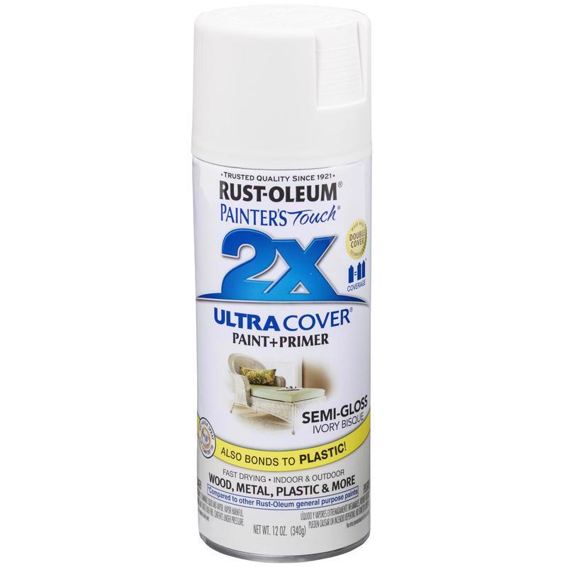 Rust-Oleum Painter's Touch 2X Ultra Cover Semi-Gloss Ivory Bisque Spray Paint 12 oz, Pack of 6