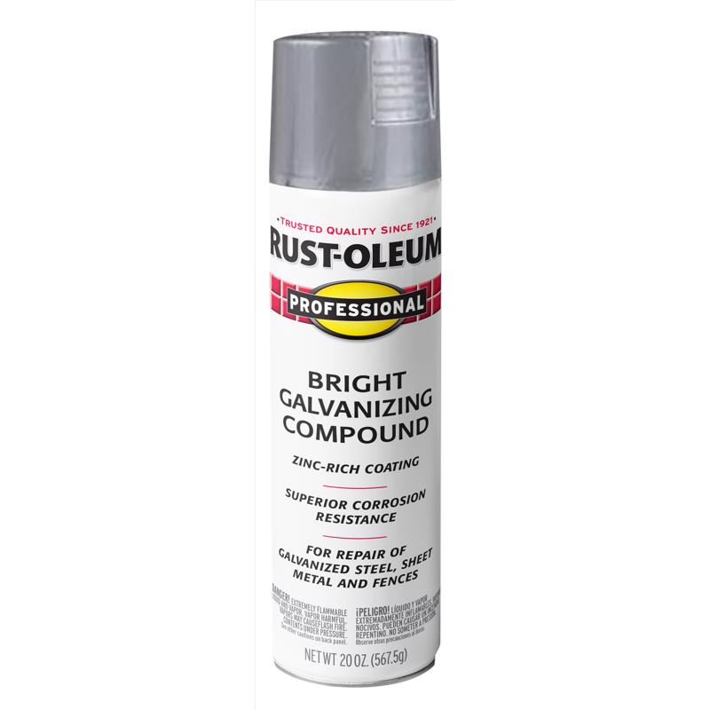 Rust-Oleum Professional Galvanized Bright Gray Galvanizing Compound Spray 20 oz, Pack of 6