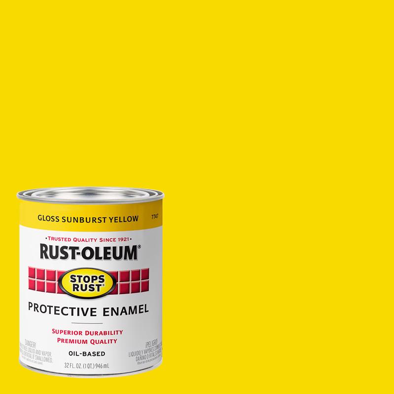 Rust-Oleum Stops Rust Indoor and Outdoor Gloss Sunburst Yellow Oil-Based Protective Paint 1 qt, Pack of 2