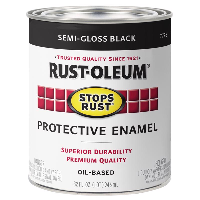 Rust-Oleum Stops Rust Indoor and Outdoor Semi-Gloss Black Oil-Based Protective Paint 1 qt, Pack of 2
