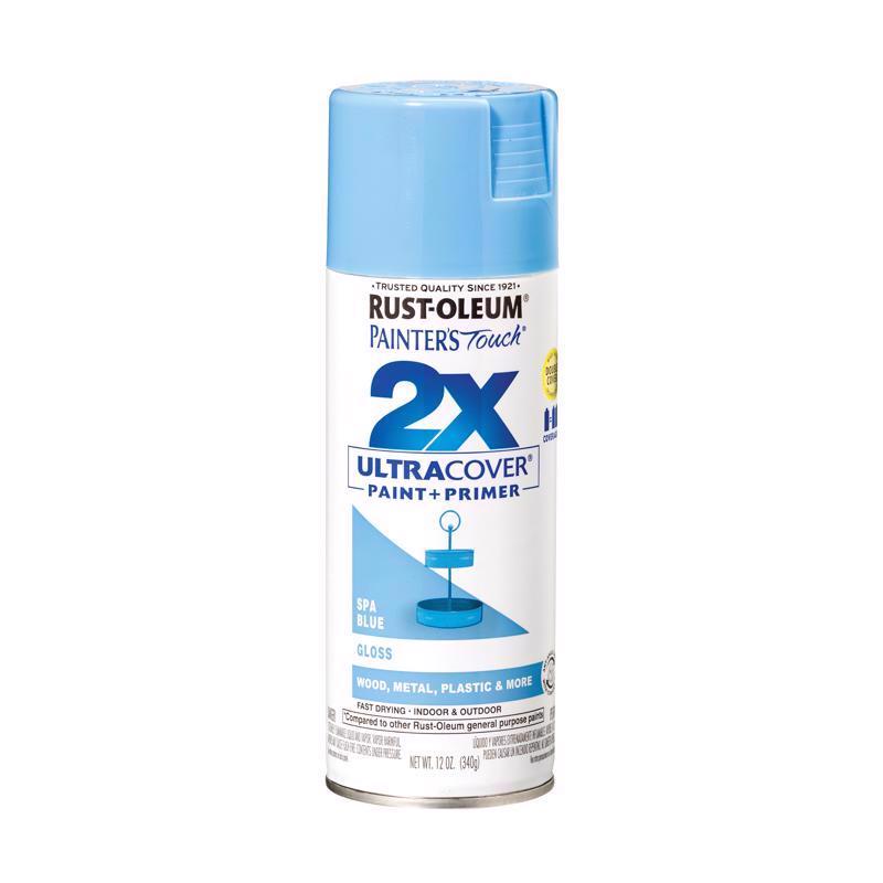 Rust-Oleum Painter's Touch 2X Ultra Cover Gloss Spa Blue Paint+Primer Spray Paint 12 oz
