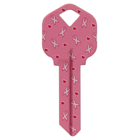 HILLMAN Breast Cancer Awareness Pink Ribbon House/Office Key Blank KW1 Single For Universal, Pack of 6