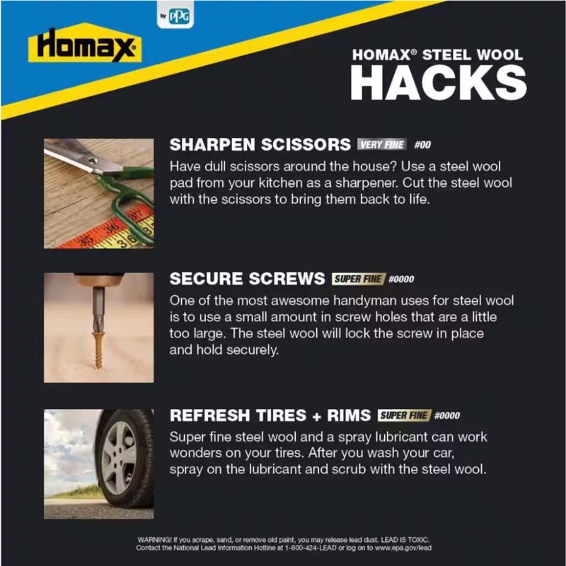 Rhodes American 4 Grade Extra Coarse Steel Wool Pad 12 pk, Pack of 6