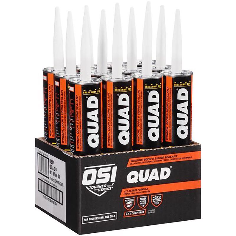 OSI QUAD Matte Clear Elastomeric Sealant 10 oz, Pack of 12