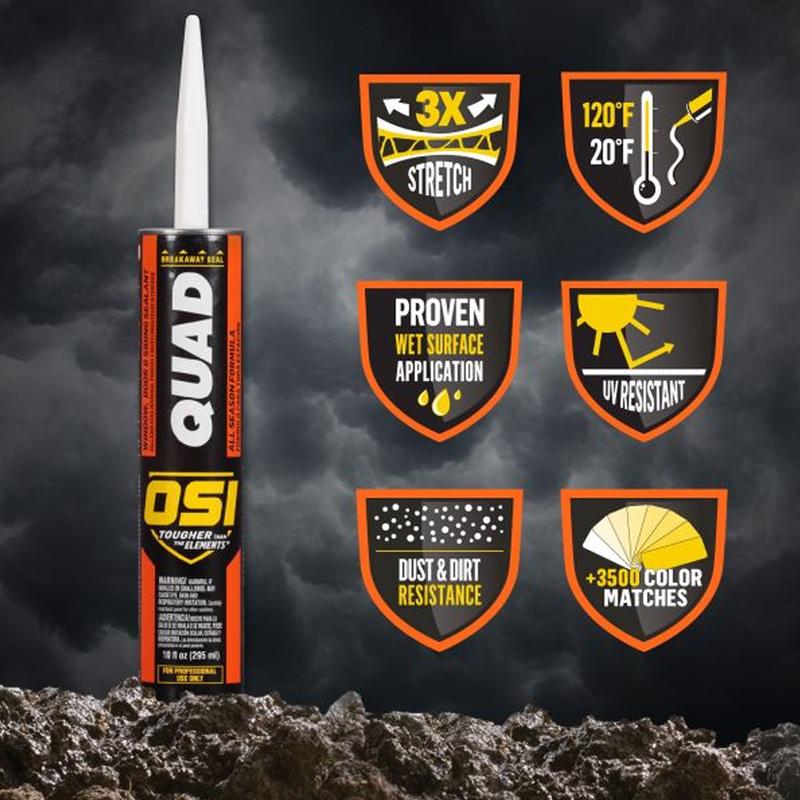 OSI QUAD Matte Clear Elastomeric Sealant 10 oz, Pack of 12