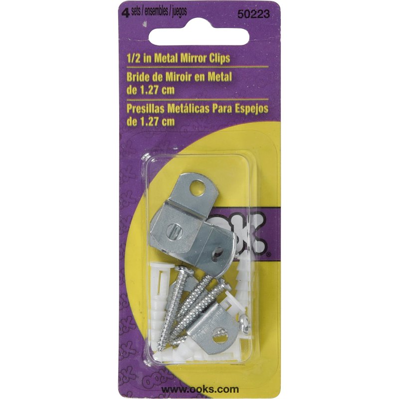 OOK 50223 Mirror Clip Set, Metal, Wall Mounting, Pack of 12